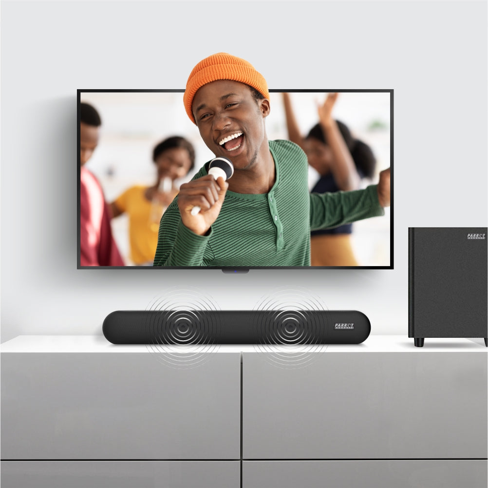 Parrot Speaker Sound Bar + 5.25 Inch Wireless Sub Incl Wall Bracket