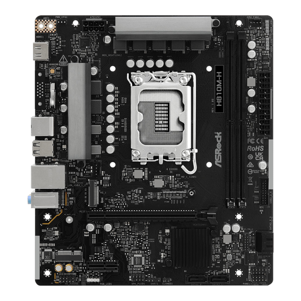 ASRock H810M-H Intel LGA1851 Micro ATX Motherboard - Black