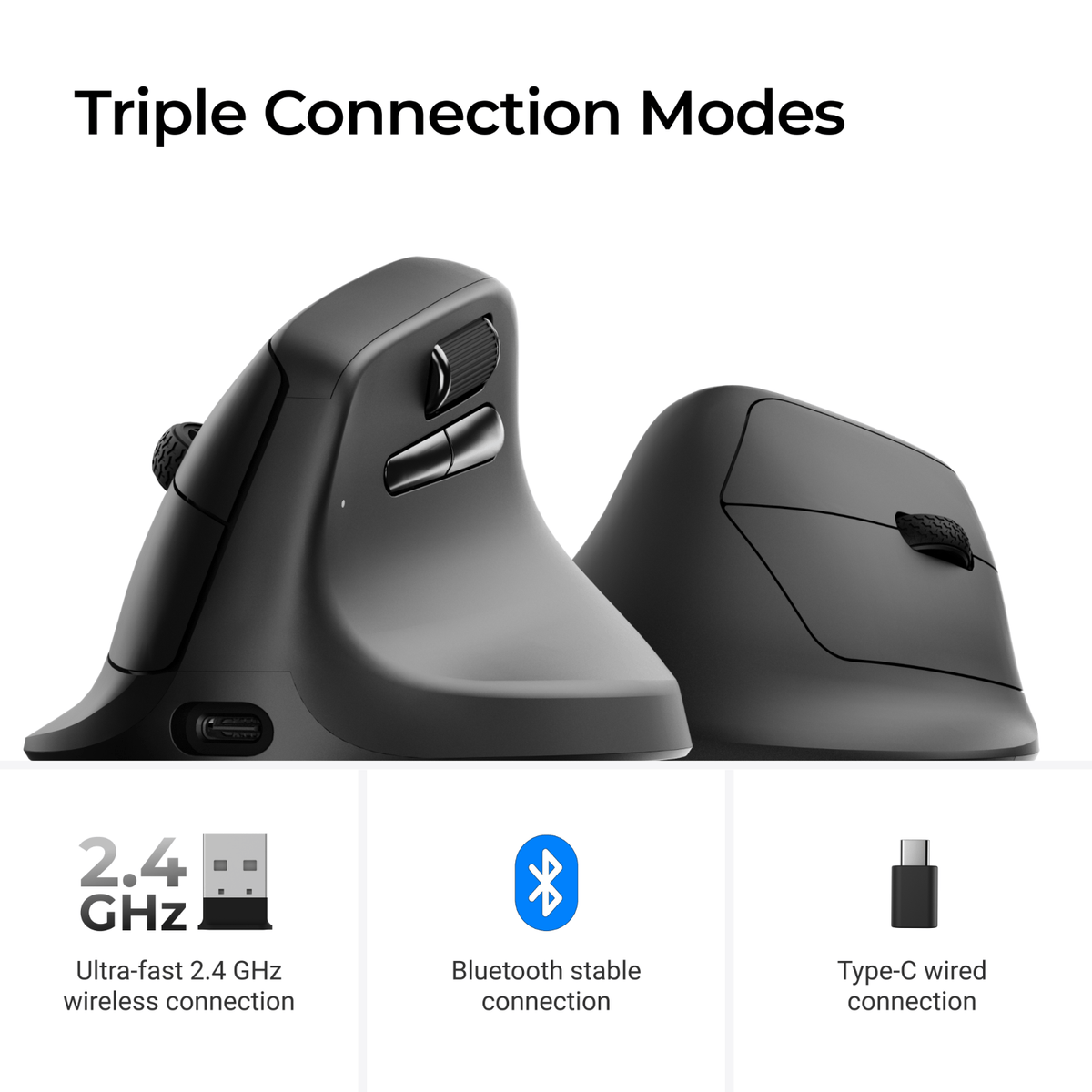 Keychron M5-A29 1K Wireless Mouse (BT/2.4GHz/Wired) - Black