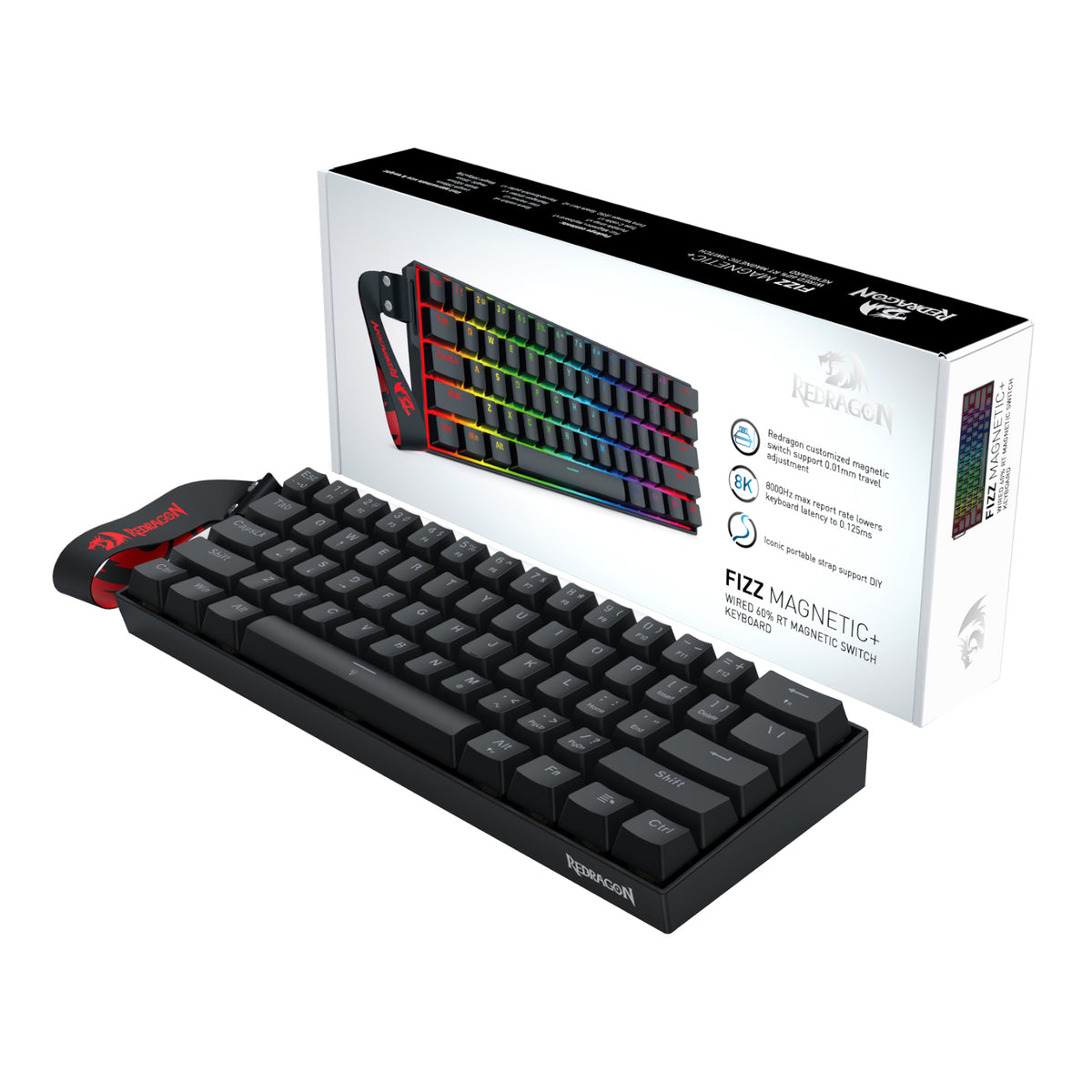 Redragon FIZZ Magnetic Plus 60% RGB Gaming Keyboard - Black