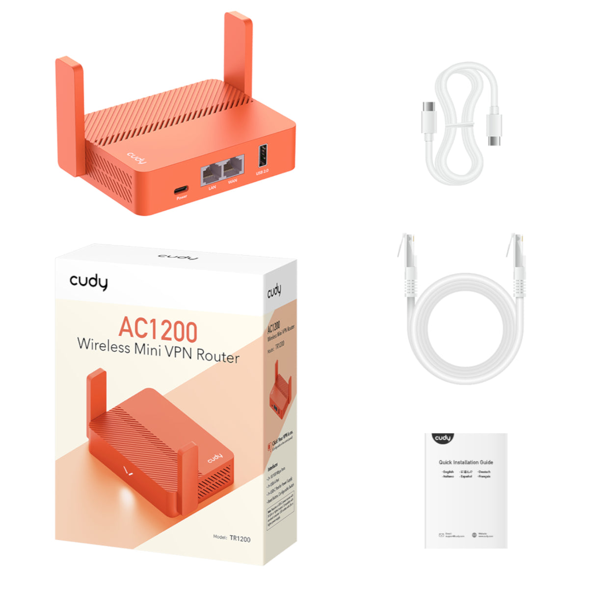 Cudy AC1200 Wi-Fi Mini VPN Router - Orange
