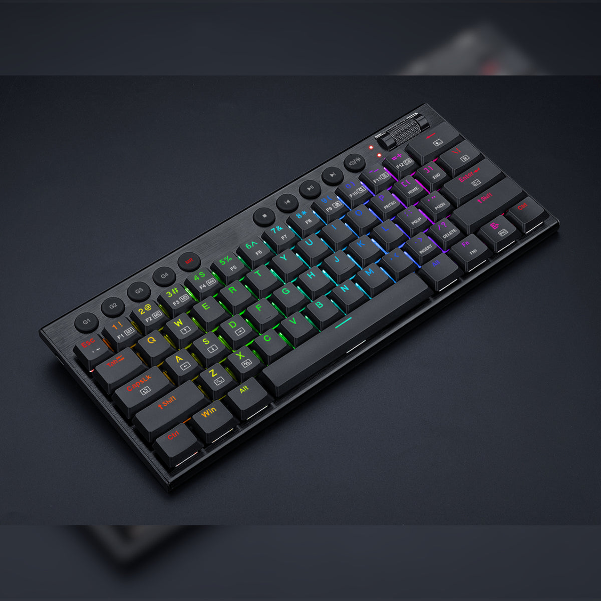 REDRAGON Horus Mini 61Key Red Switch RGB Low Profile Gaming Mechanical Keyboard - Black