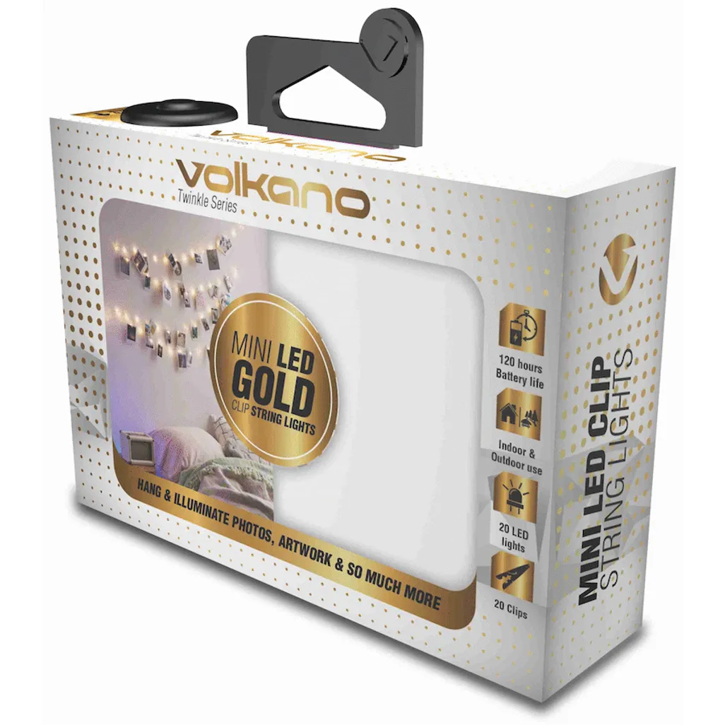 Volkano Twinkle Series Photo Clips with LED Lights - Gold
