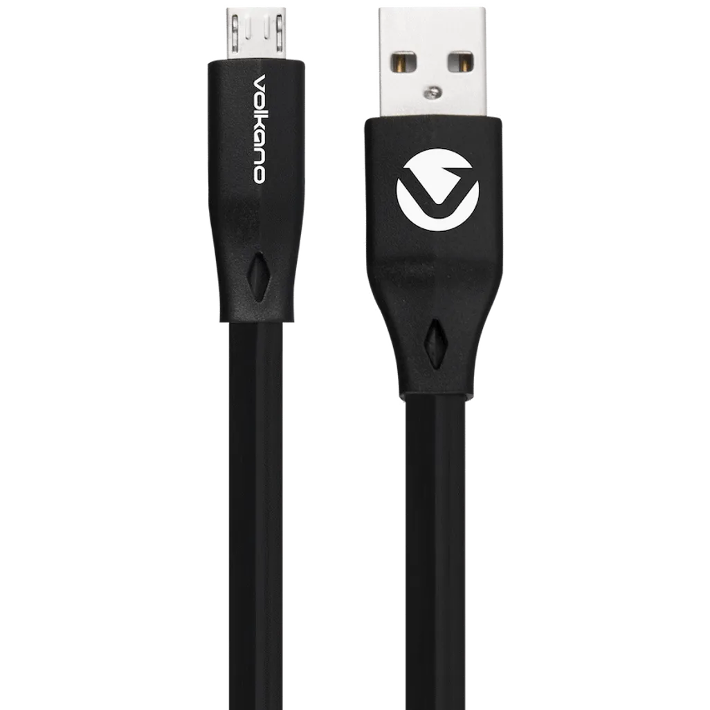 Volkano Slim Series Flat PVC Micro USB Cable 1.2m - Black
