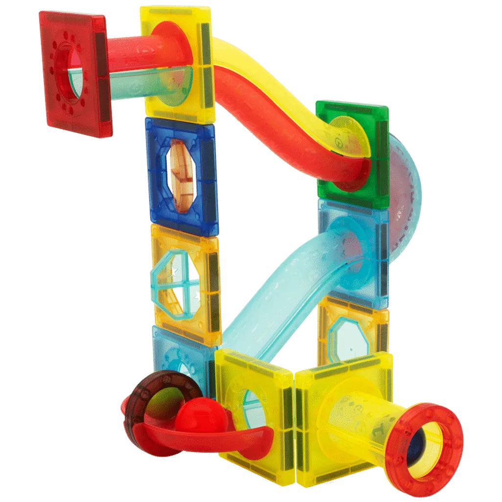 45 Magnetic Tiles and Marble Run Parts