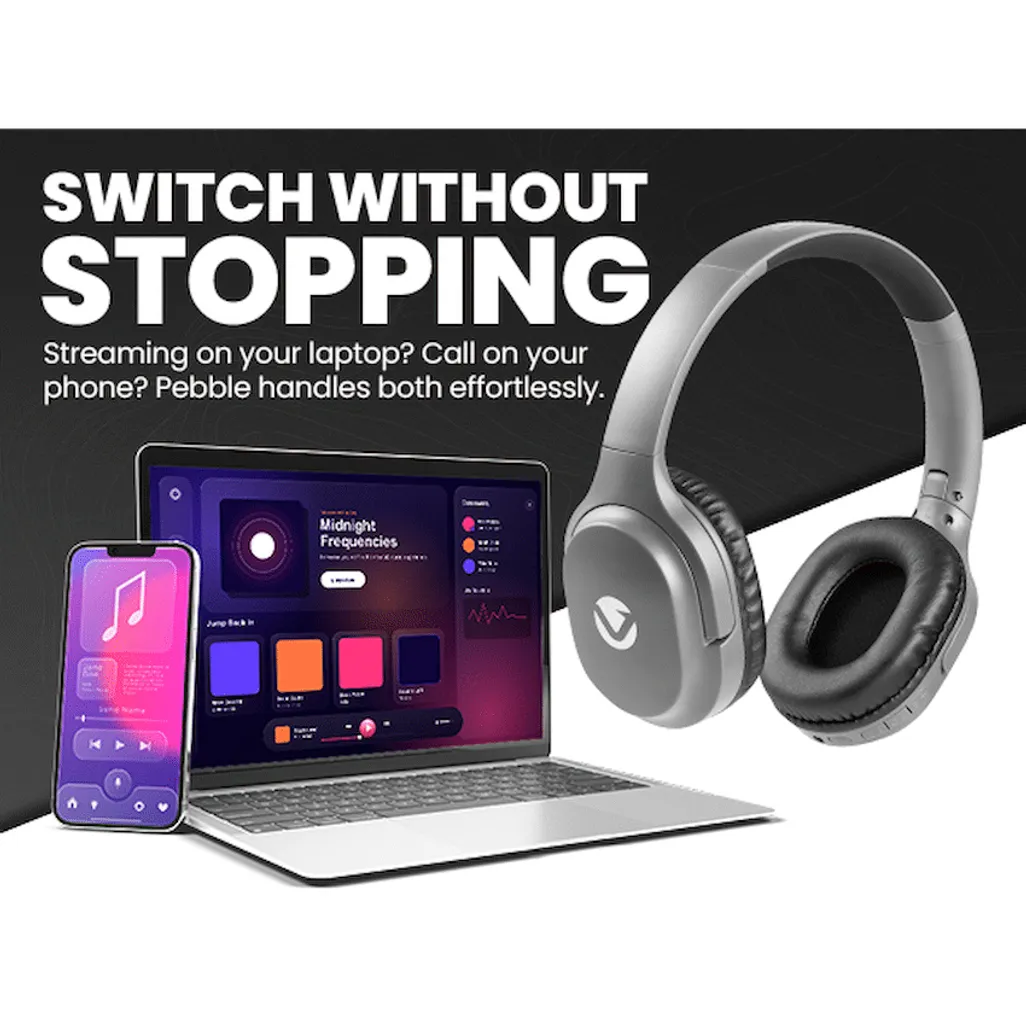 Volkano Pebble Series Bluetooth Headphones - Dark Grey
