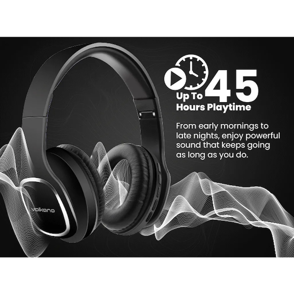 Volkano Phonic Series Bluetooth Full Size Headphones - Black
