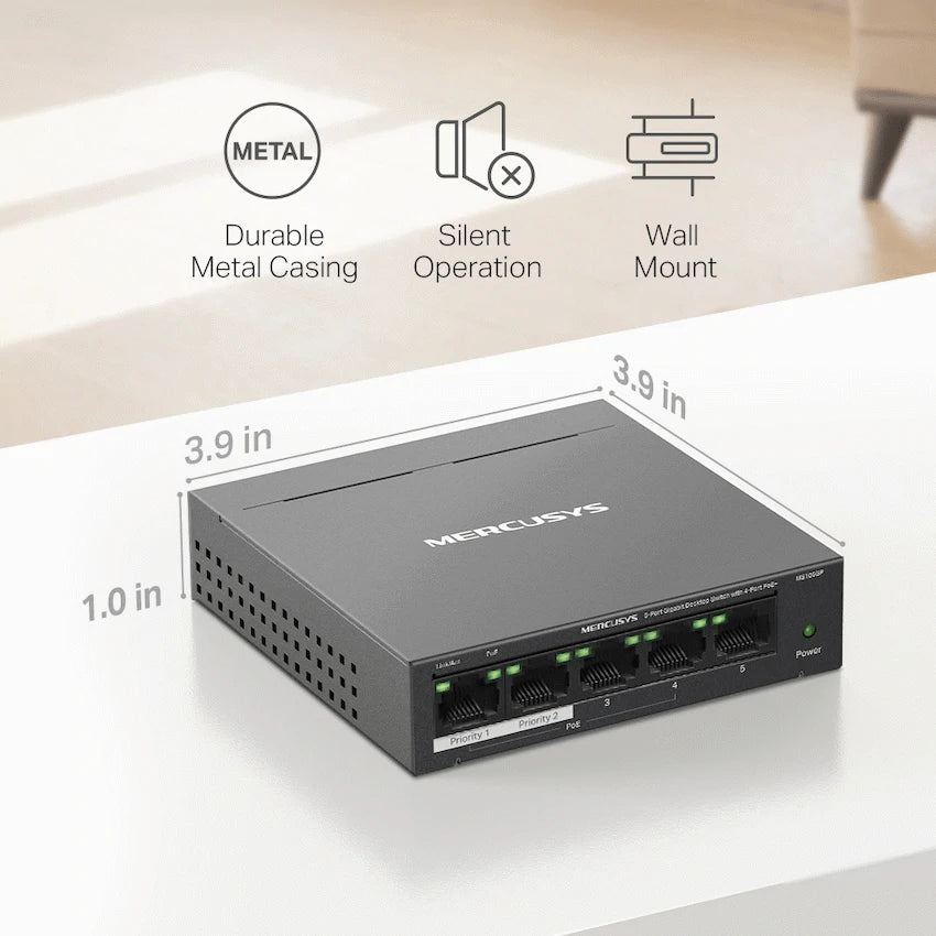 Mercusys 5 Port Gigabit Unmanaged Desktop POE Switch