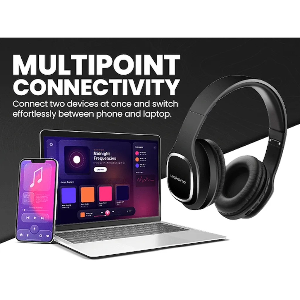 Volkano Phonic Series Bluetooth Full Size Headphones - Black