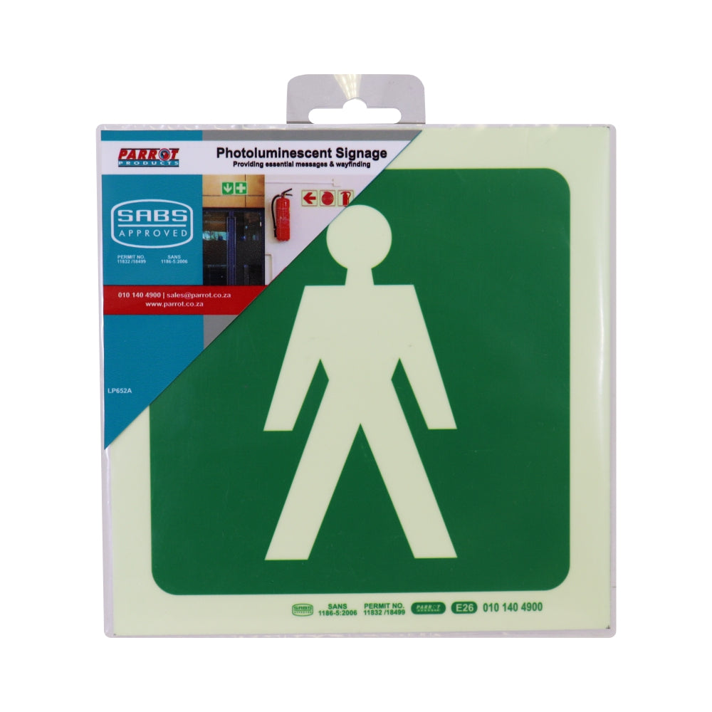 Photoluminescent 190MM Safety Sign - E26-Male Symbol