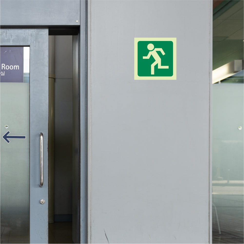 Photoluminescent 190MM Safety Sign - E28-Running Man Facing Left