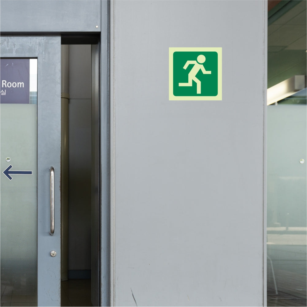 Photoluminescent 190MM Safety Sign - E29-Running Man Facing Right