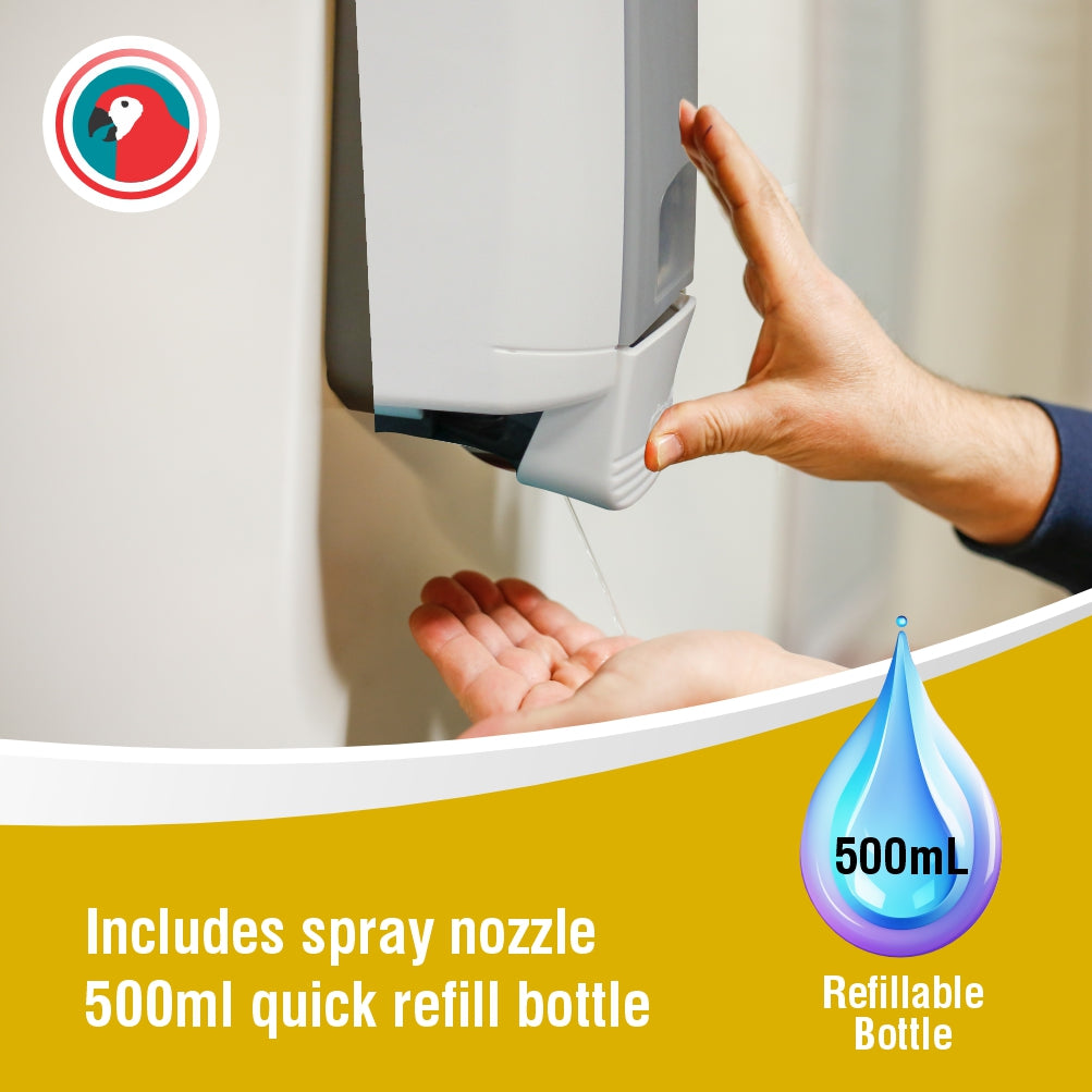 Janitorial Wall Mounted Soap Dispenser (Manual - 500ml - White/Grey - Spray Pump)