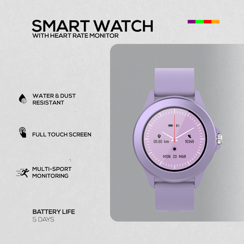 Volkano Splash Series Round Smartwatch - Purple