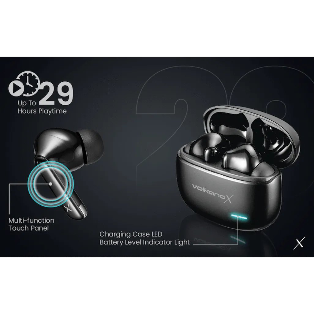 VolkanoX VXT200S Hybrid ANC TWS Earphones - Black