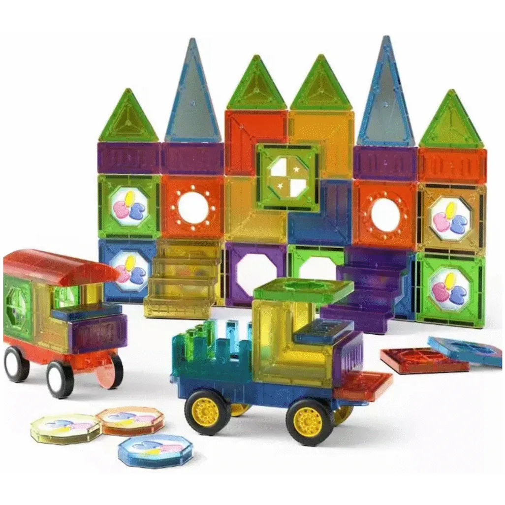 73 Magnetic Tiles, Windows, Stickers and Snowmen