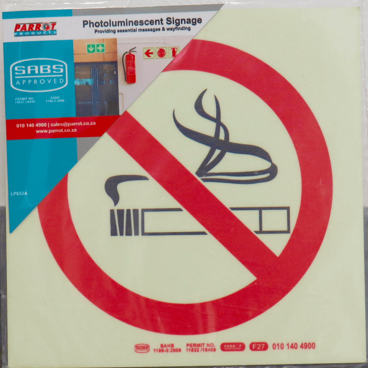 Photoluminescent 190mm Safety Sign F27 No Smoking