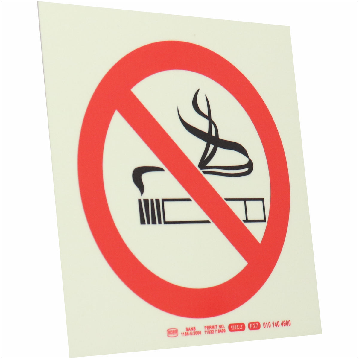 Photoluminescent 190mm Safety Sign F27 No Smoking