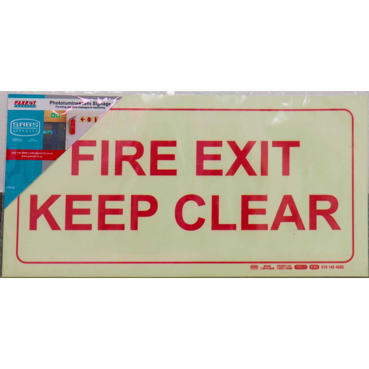 Photoluminescent 190mm Safety Sign F45 Fire Exit Keep Clear