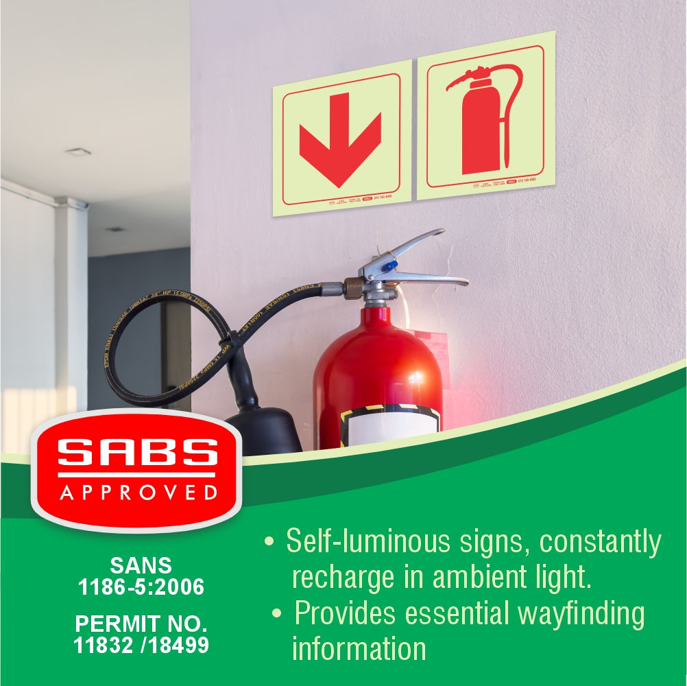 Photoluminescent 190mm Safety Sign F28 Fire Extinguisher