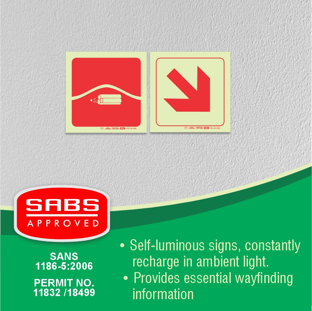 Photoluminescent 190mm Safety Sign F34 Bomb Bag
