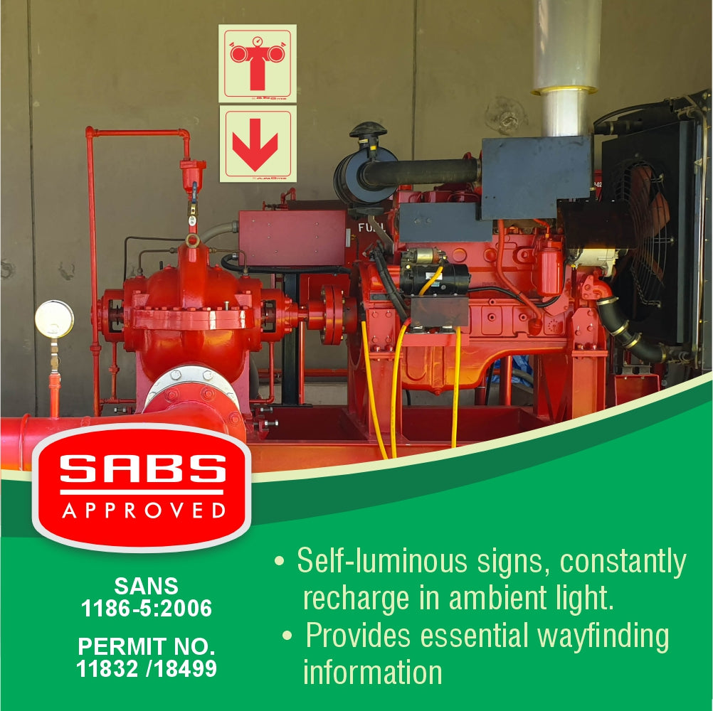photoluminescent 190mm Safety Sign F49 Fire Pump Connection