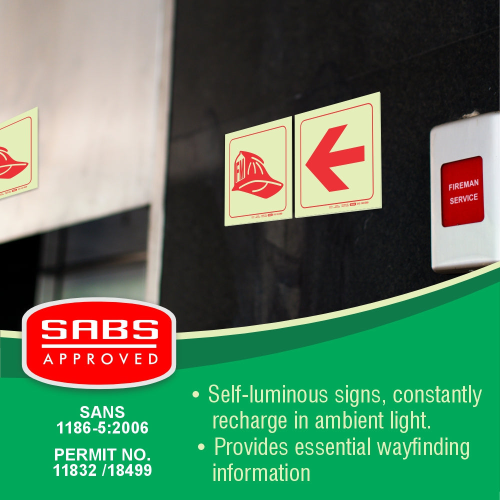 Photoluminescent 190mm Safety Sign F50 Fire Marshall