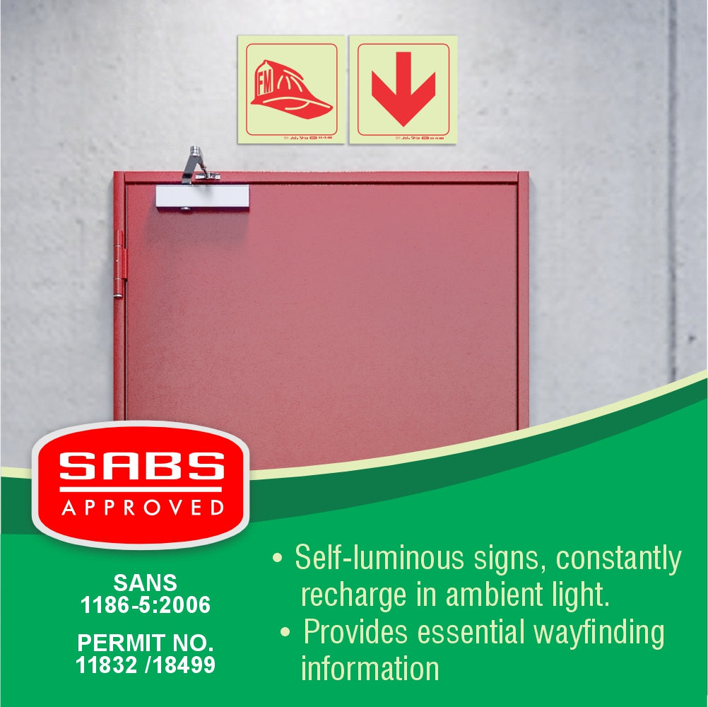 Photoluminescent 190mm Safety Sign F50 Fire Marshall