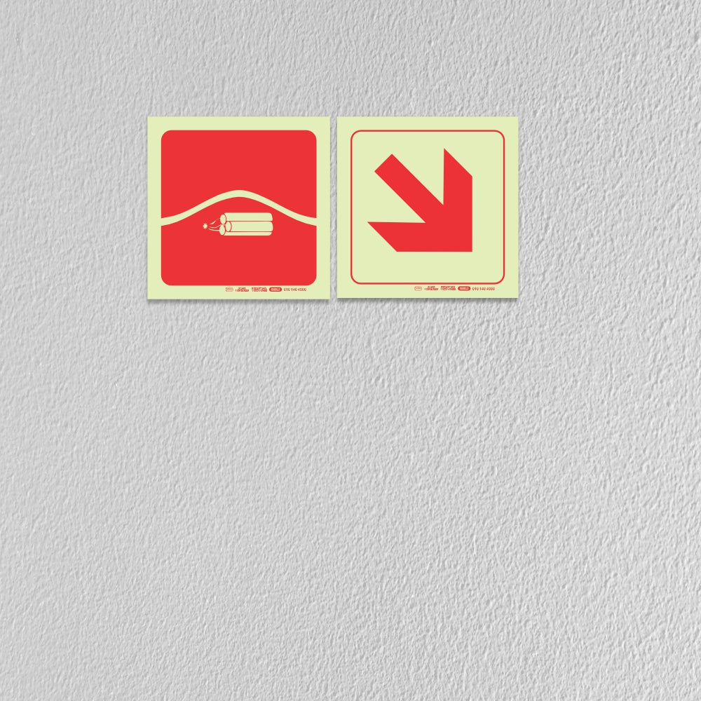 Photoluminescent 190mm Safety Sign F34 Bomb Bag