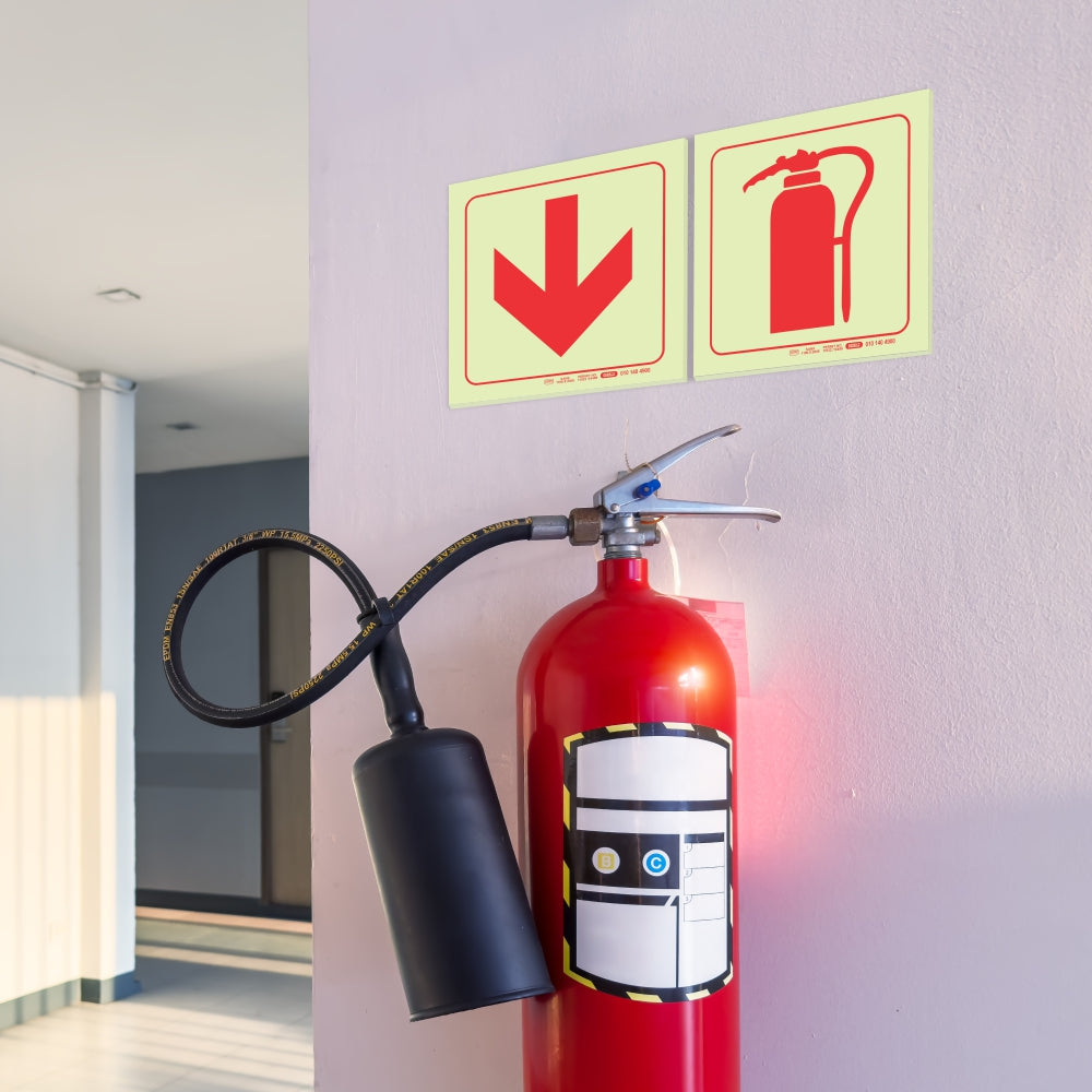 Photoluminescent 190mm Safety Sign F38 Arrow Down