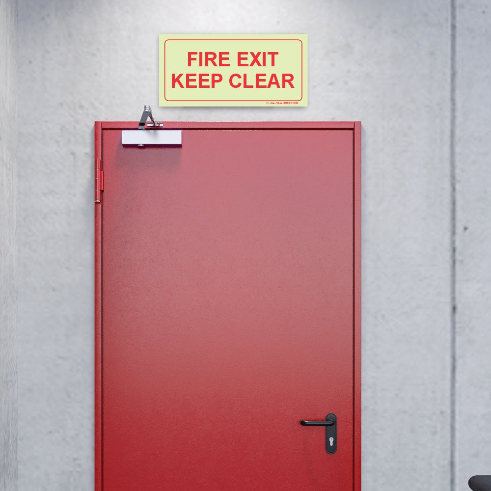 Photoluminescent 190mm Safety Sign F45 Fire Exit Keep Clear