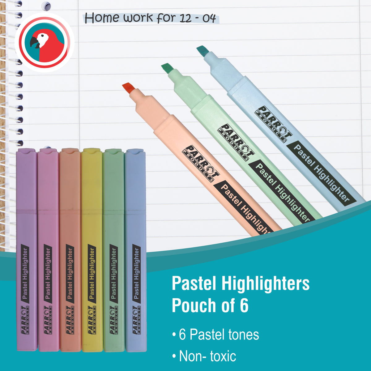 Marker Highlighter Pastel Assorted Pouch 6