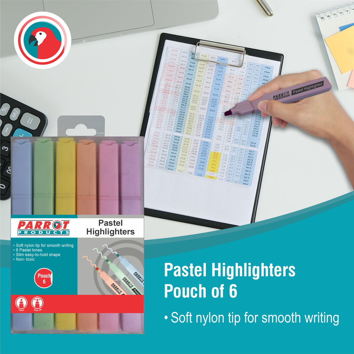 Marker Highlighter Pastel Assorted Pouch 6