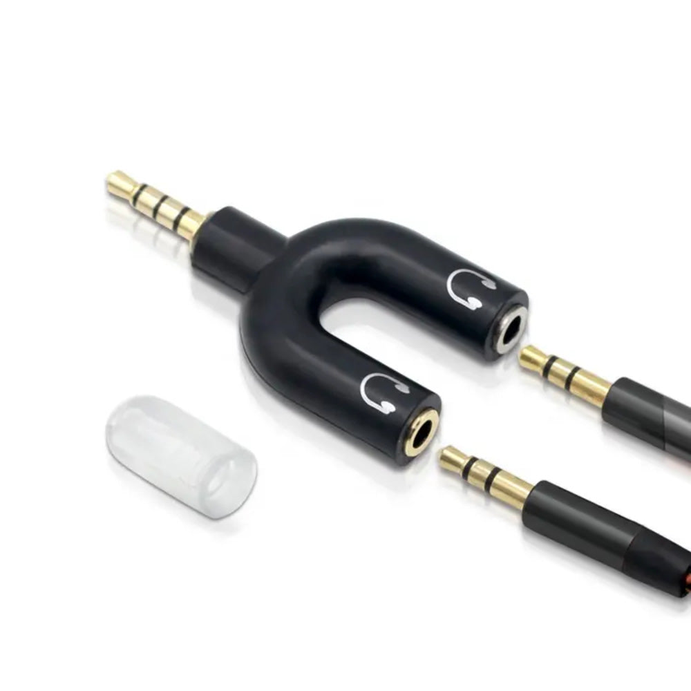 3.5mm Male Audio Jack - 2 x 3.5mm Female Audio Jack Adaptor