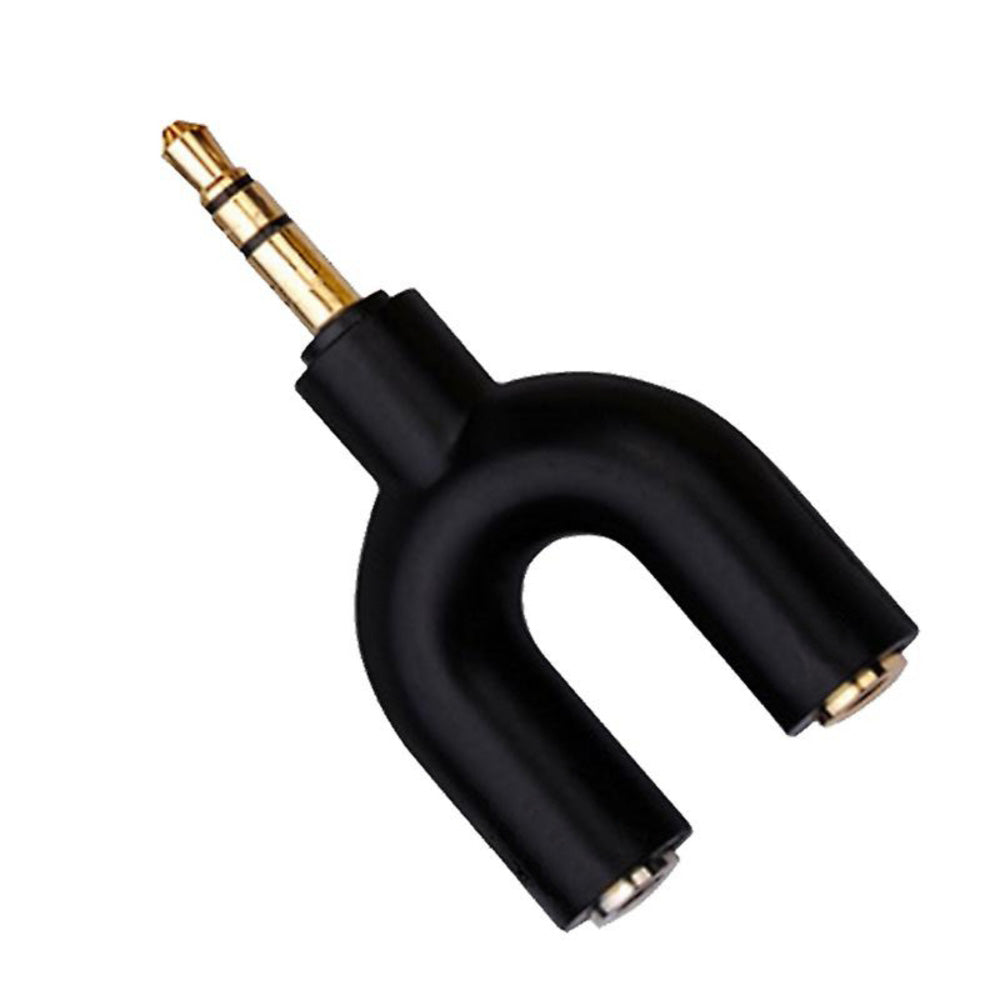 3.5mm Male Audio Jack - 2 x 3.5mm Female Audio Jack Adaptor