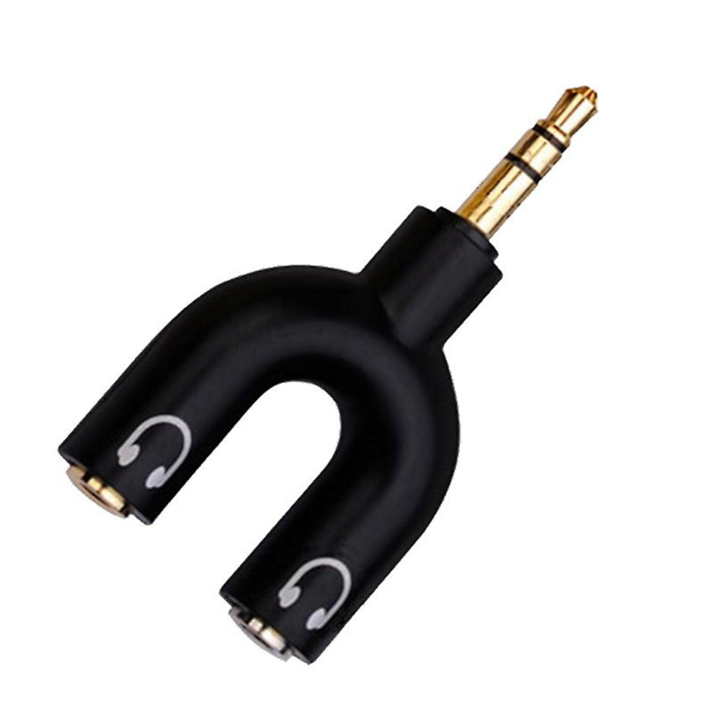 3.5mm Male Audio Jack - 2 x 3.5mm Female Audio Jack Adaptor