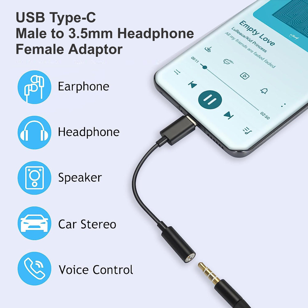 Male USB C to 3.5mm Female Audio Jack Adaptor