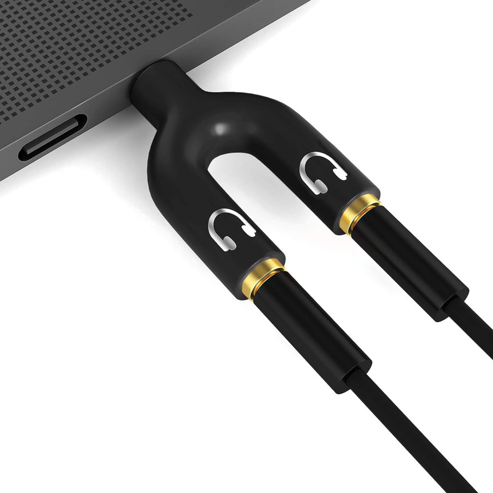 3.5mm Male Audio Jack - 2 x 3.5mm Female Audio Jack Adaptor