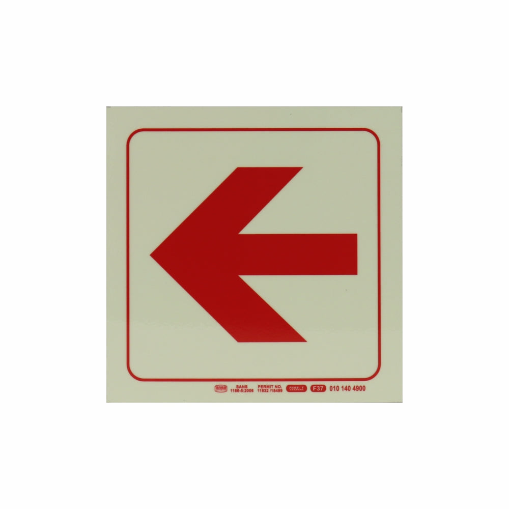 Photoluminescent 190mm Safety Sign F37 Arrow Left