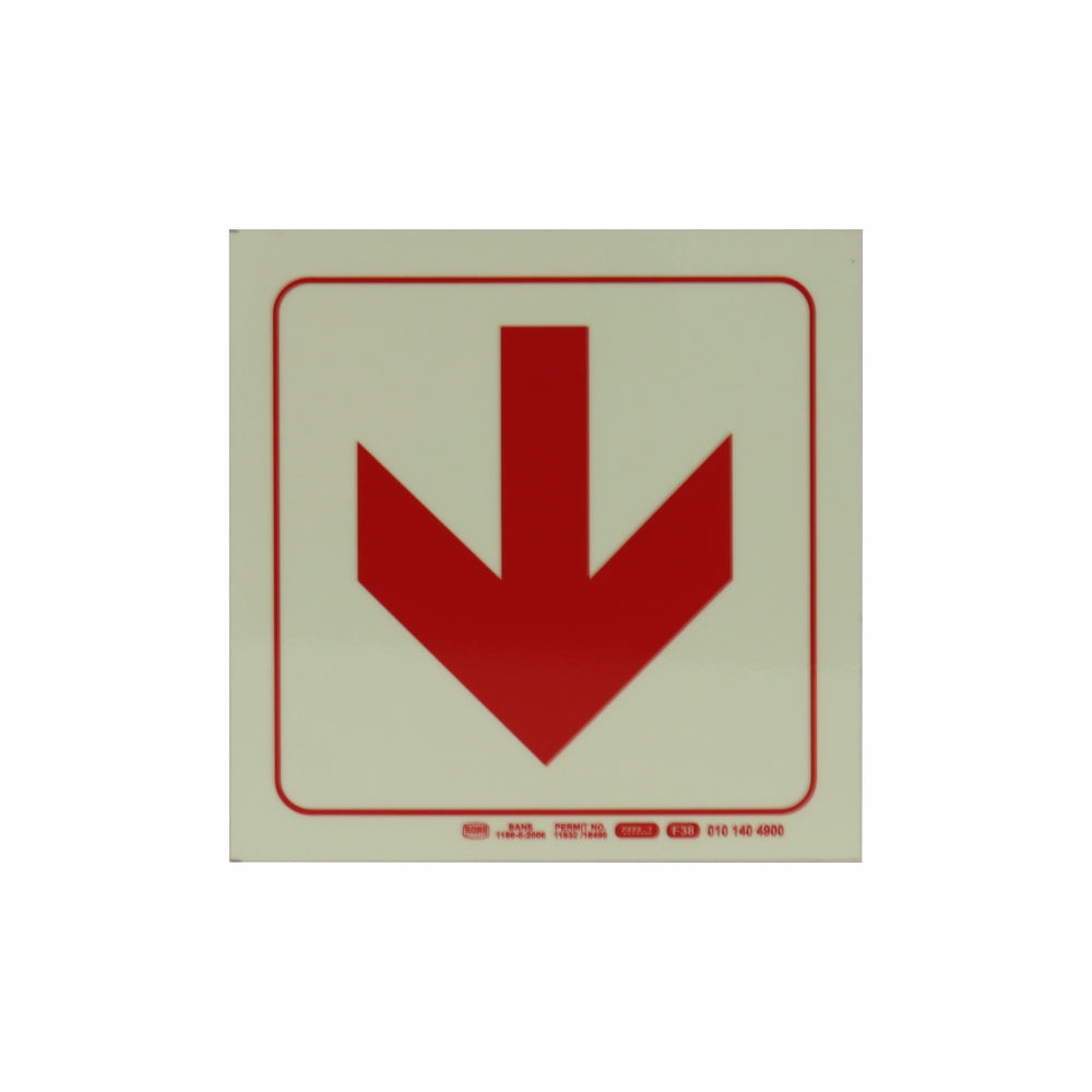Photoluminescent 190mm Safety Sign F38 Arrow Down