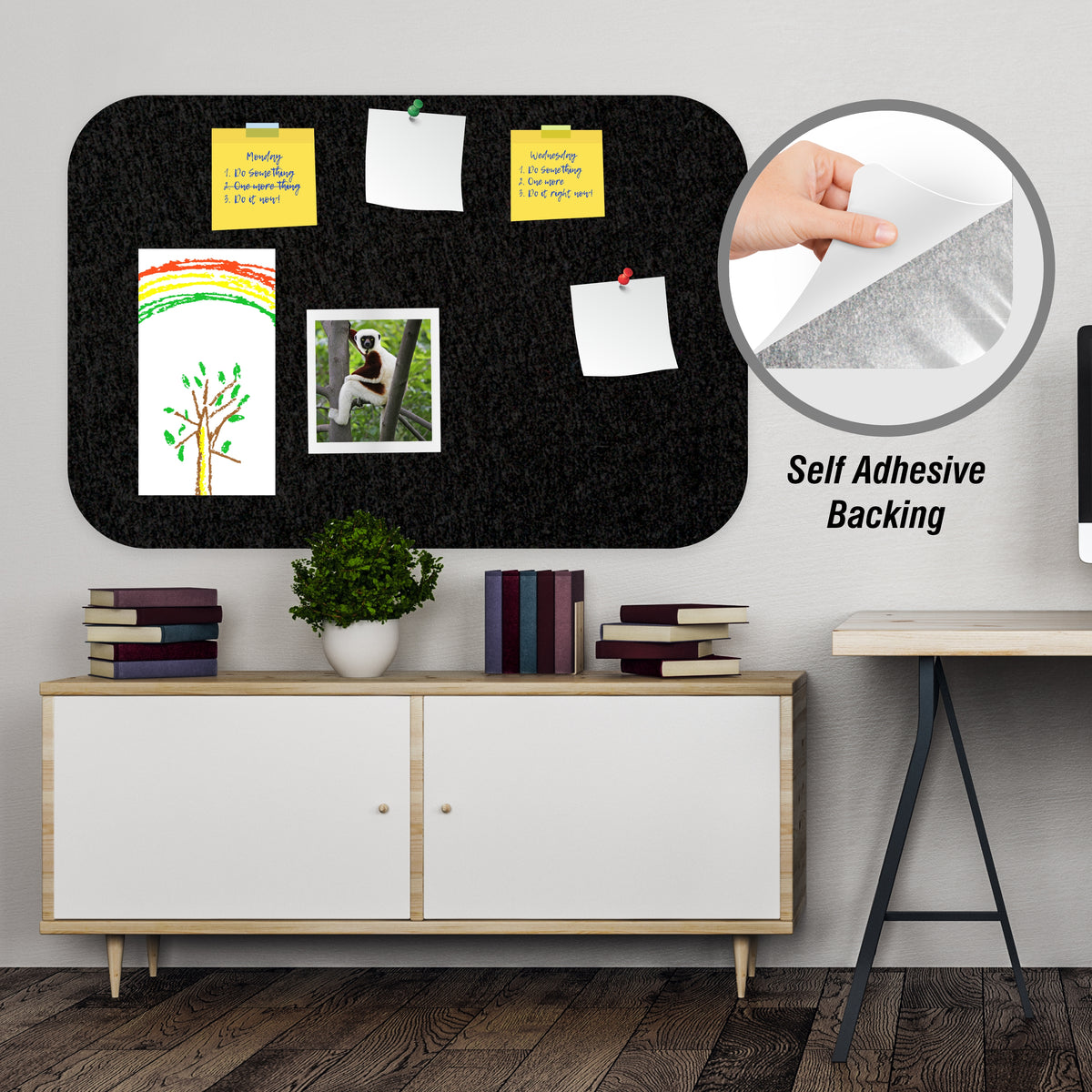 Adhesive Pin Board (No Frame - 450*300mm - Black)