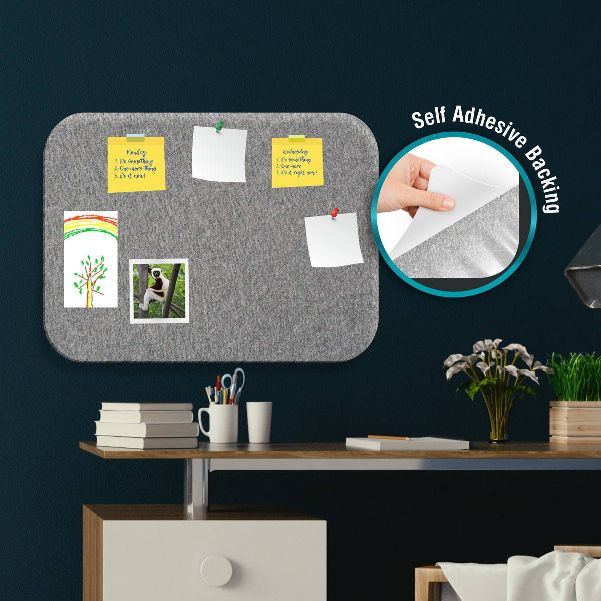 Adhesive Pin Board (No Frame - 450*300mm - Grey)