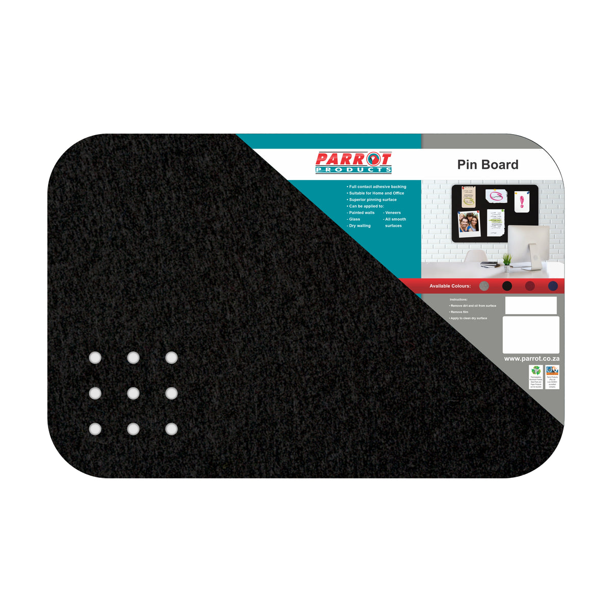 Adhesive Pin Board (No Frame - 600*450mm - Black)