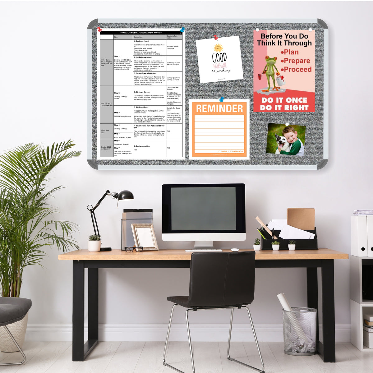 Bulletin Board Ribbed Aluminium Frame (1200x1000mm - Laurel)