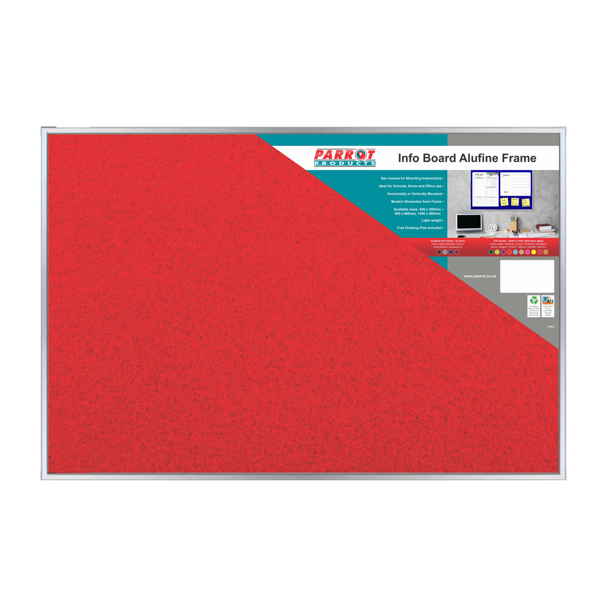 Info Board Alufine Frame (900 x 600mm - Red)
