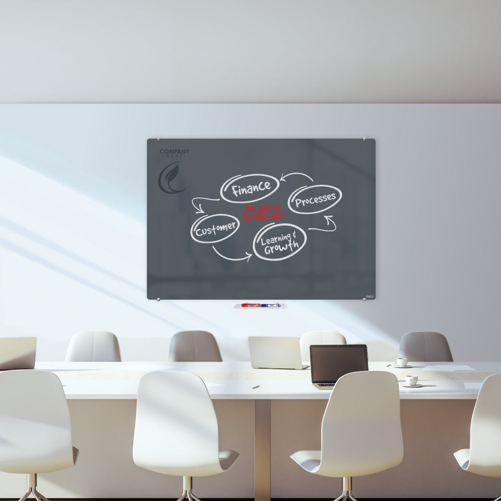 Glass Whiteboard Non-Magnetic Printed (1200x1200mm)