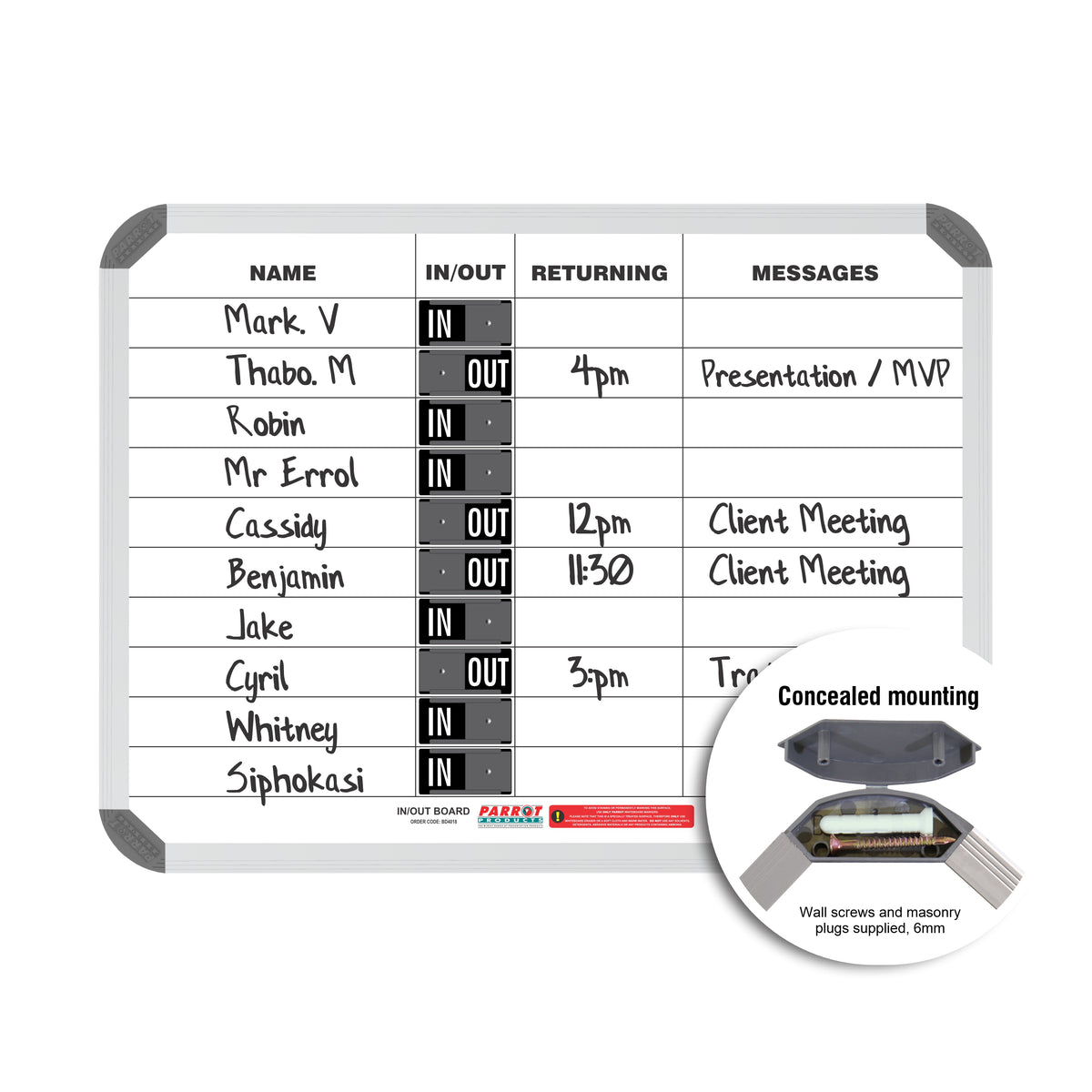 In/Out Board Magnetic 10 People (600*450mm)