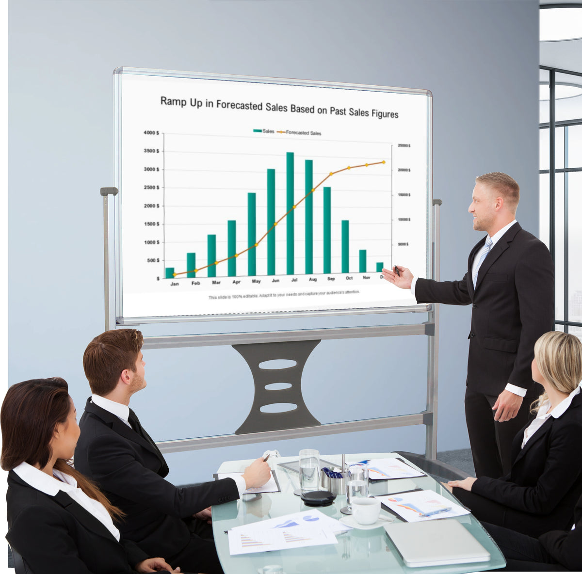 Parrot Products Magnetic Revolving Mobile Whiteboard (1500*900mm) & 1500mm Leg Set
