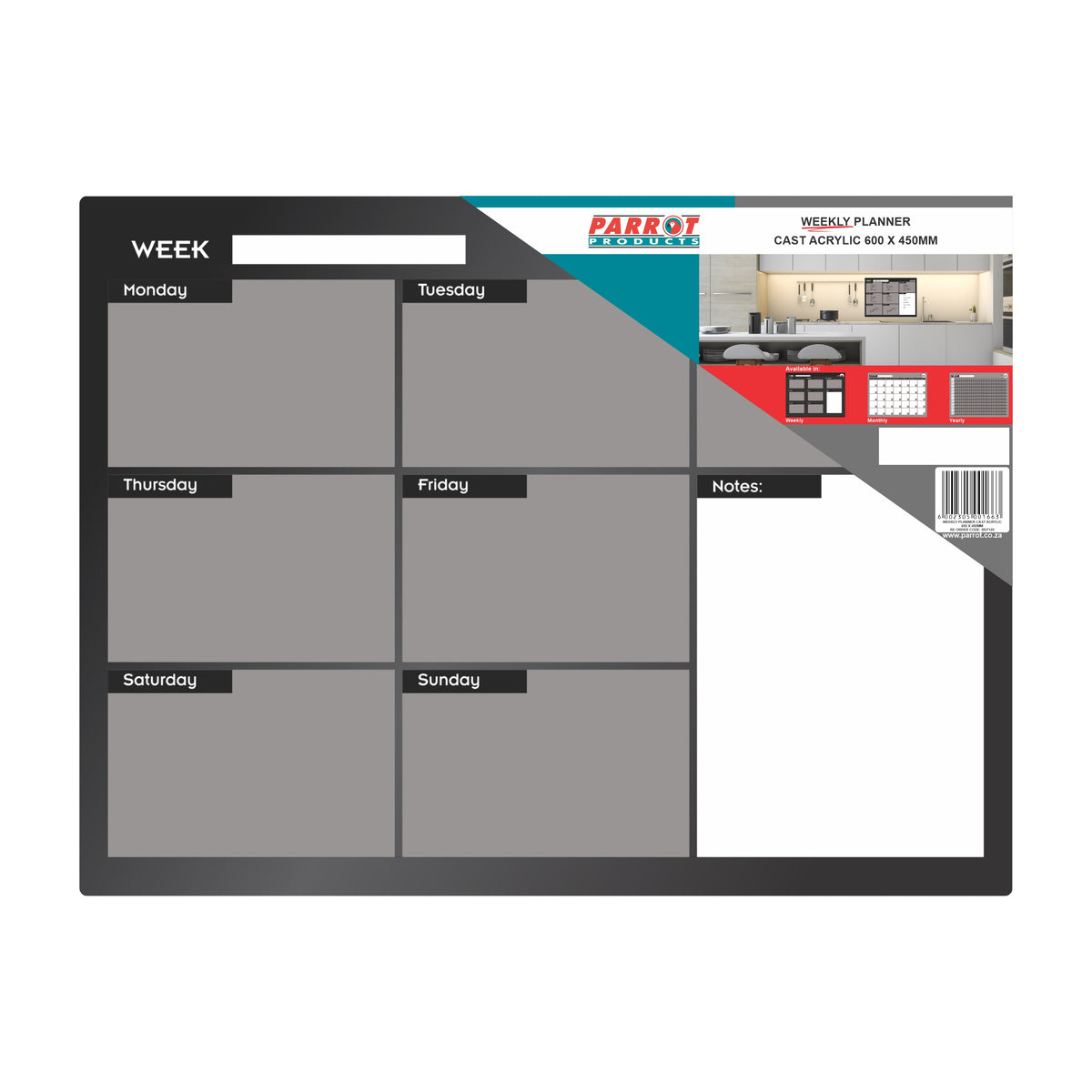 Parrot Products Cast Acrylic Weekly Planner (Cast Acrylic - 600 x 450mm)