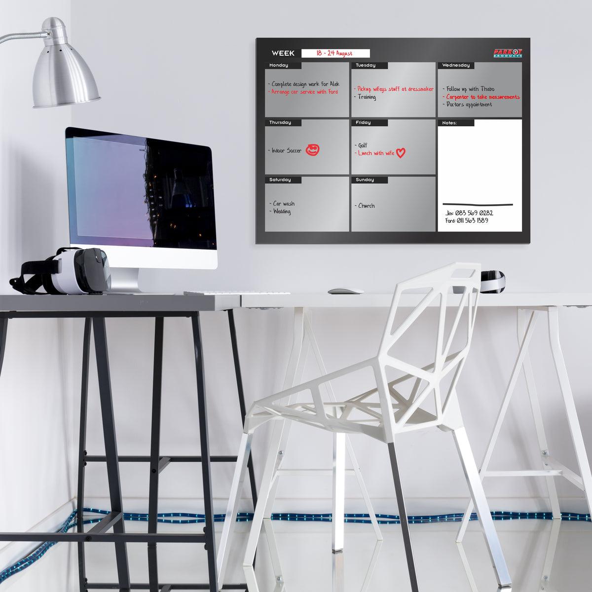 Parrot Products Cast Acrylic Weekly Planner (Cast Acrylic - 600 x 450mm)